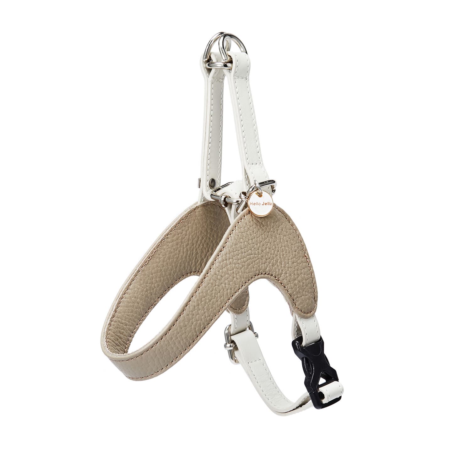 Dog Harness _Leather_ _ Gray _ White